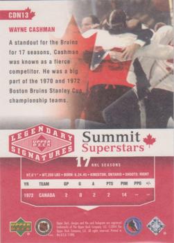 2004-05 UD Legendary Signatures - Summit Superstars #CDN13 Wayne Cashman Back