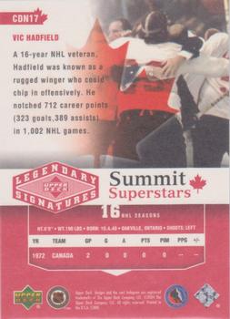 2004-05 UD Legendary Signatures - Summit Superstars #CDN17 Vic Hadfield Back