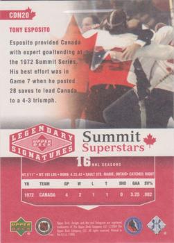 2004-05 UD Legendary Signatures - Summit Superstars #CDN20 Tony Esposito Back