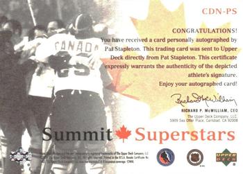 2004-05 UD Legendary Signatures - Summit Superstars Autographs #CDN-PS Pat Stapleton Back