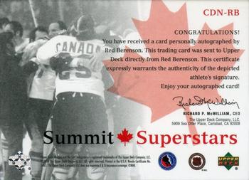 2004-05 UD Legendary Signatures - Summit Superstars Autographs #CDN-RB Red Berenson Back