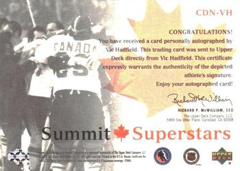 2004-05 UD Legendary Signatures - Summit Superstars Autographs #CDN-VH Vic Hadfield Back
