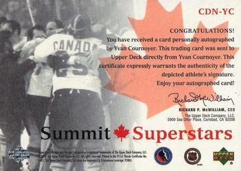 2004-05 UD Legendary Signatures - Summit Superstars Autographs #CDN-YC Yvan Cournoyer Back