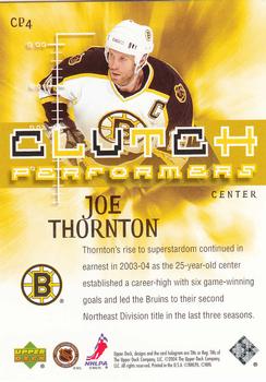 2004-05 Upper Deck - Clutch Performers #CP4 Joe Thornton Back