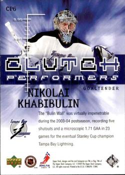 2004-05 Upper Deck - Clutch Performers #CP6 Nikolai Khabibulin Back
