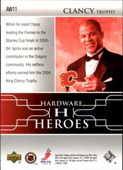 2004-05 Upper Deck - Hardware Heroes #AW11 Jarome Iginla Back