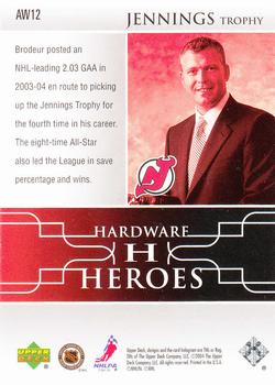 2004-05 Upper Deck - Hardware Heroes #AW12 Martin Brodeur Back