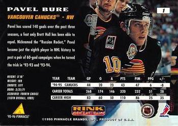 1995-96 Pinnacle - Rink Collection #1 Pavel Bure Back