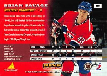 1995-96 Pinnacle - Rink Collection #94 Brian Savage Back
