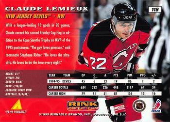 1995-96 Pinnacle - Rink Collection #119 Claude Lemieux Back