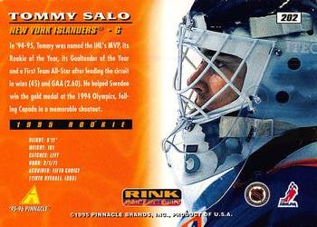 1995-96 Pinnacle - Rink Collection #202 Tommy Salo Back