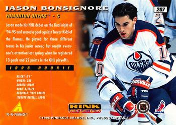 1995-96 Pinnacle - Rink Collection #207 Jason Bonsignore Back