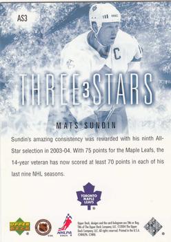 2004-05 Upper Deck - Three Stars #AS3 Mats Sundin Back