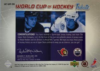 2004-05 Upper Deck - World Cup Tribute #WC-WR/EB Wade Redden / Eric Brewer Back