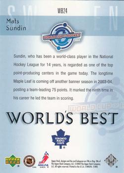 2004-05 Upper Deck - World's Best #WB24 Mats Sundin Back