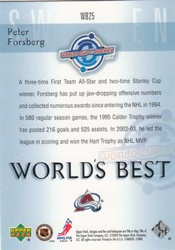 2004-05 Upper Deck - World's Best #WB25 Peter Forsberg Back