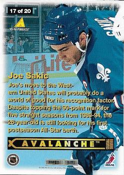 1995-96 Pinnacle - Roaring Twenties #17 Joe Sakic Back