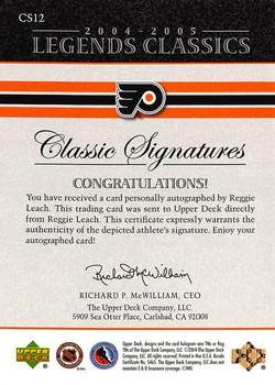 2004-05 Upper Deck Legends Classics - Classic Signatures #CS12 Reggie Leach Back