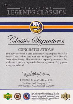 2004-05 Upper Deck Legends Classics - Classic Signatures #CS18 Mike Bossy Back