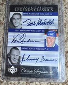 2004-05 Upper Deck Legends Classics - Classic Signatures #TC2 Frank Mahovlich / Paul Henderson / Johnny Bower Front