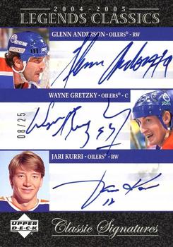 2004-05 Upper Deck Legends Classics - Classic Signatures #TC11 Glenn Anderson / Wayne Gretzky / Jari Kurri Front