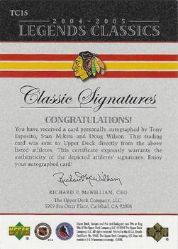 2004-05 Upper Deck Legends Classics - Classic Signatures #TC15 Tony Esposito / Stan Mikita / Doug Wilson Back