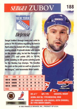 1995-96 Score #188 Sergei Zubov Back