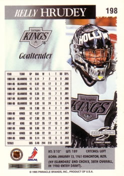 1995-96 Score #198 Kelly Hrudey Back