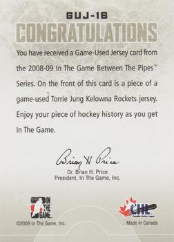 2008-09 In The Game Between The Pipes - Game-Used Jerseys #GUJ-16 Torrie Jung  Back