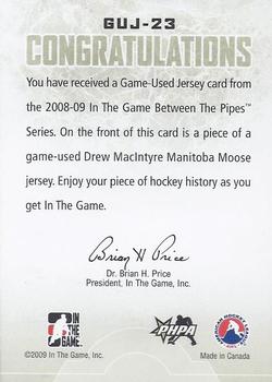 2008-09 In The Game Between The Pipes - Game-Used Jerseys #GUJ-23 Drew MacIntyre  Back