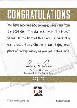 2008-09 In The Game Between The Pipes - Super-Sized Pads #SSP-06 Gerry Cheevers  Back