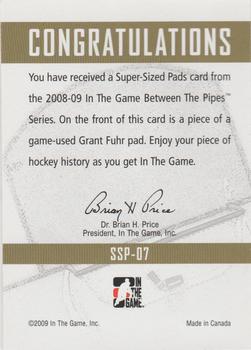 2008-09 In The Game Between The Pipes - Super-Sized Pads #SSP-07 Grant Fuhr  Back