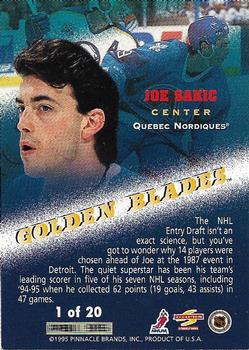 1995-96 Score - Golden Blades #1 Joe Sakic Back