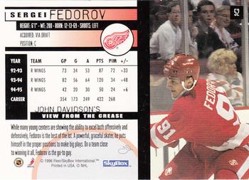 1995-96 SkyBox Impact #52 Sergei Fedorov Back
