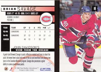 1995-96 SkyBox Impact #88 Brian Savage Back