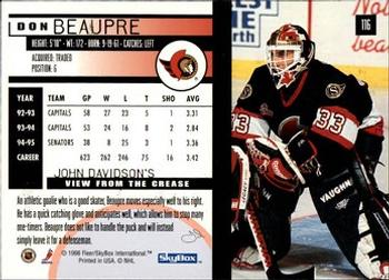 1995-96 SkyBox Impact #116 Don Beaupre Back