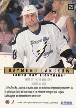 1995-96 SkyBox Impact #222 Daymond Langkow Back