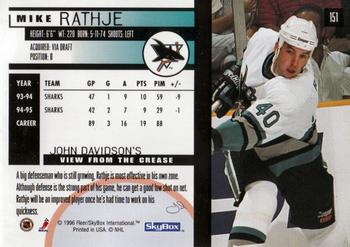 1995-96 SkyBox Impact #151 Mike Rathje Back