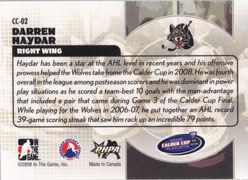 2008-09 In The Game Heroes and Prospects - Calder Cup Winners #CC-02 Darren Haydar  Back