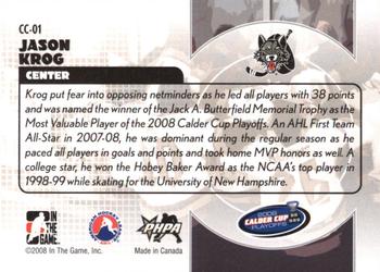 2008-09 In The Game Heroes and Prospects - Calder Cup Winners #CC-01 Jason Krog  Back