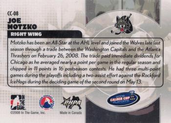 2008-09 In The Game Heroes and Prospects - Calder Cup Winners #CC-08 Joe Motzko  Back