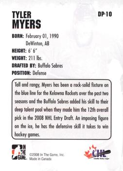 2008-09 In The Game Heroes and Prospects - Draft Picks #DP-10 Tyler Myers  Back
