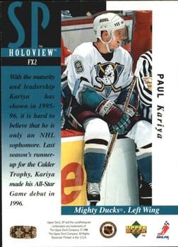 1995-96 SP - Holoview #FX2 Paul Kariya Back