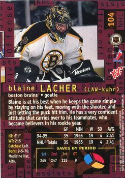 1995-96 Stadium Club #104 Blaine Lacher Back