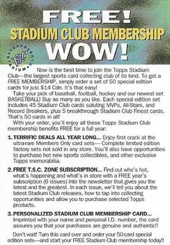 1995-96 Stadium Club #NNO Stadium Club Membership Form Front
