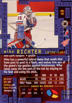 1995-96 Stadium Club #49 Mike Richter Back