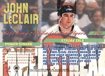 1995-96 Stadium Club - Power Streak #PS6 John LeClair Back