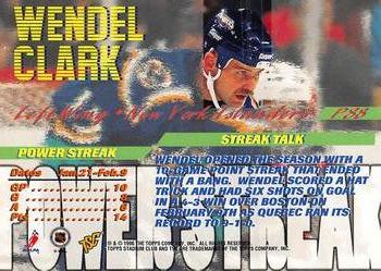 1995-96 Stadium Club - Power Streak #PS8 Wendel Clark Back
