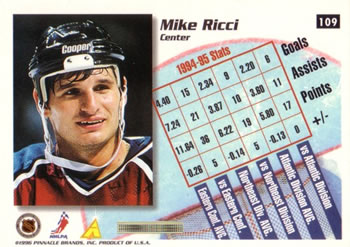 1995-96 Summit #109 Mike Ricci Back