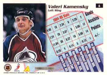 1995-96 Summit #6 Valeri Kamensky Back
